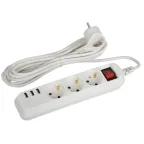 Удлинитель электрический U-3es-5m-USB c заземлением с выключателем 3 розетки + 3xUSBA 5м 10А