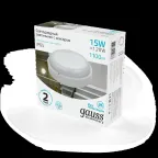 Светильник светодиодный ДБП 15 Вт 1100 лм 4000К AC 220В Белый IP65 круг D155х52мм Пластик ЖКХ с оптико-микроволновым датчиком движения Elementary Gauss