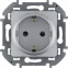 Розетка 2К+З со шторками немецкий стандарт 16 А 250 В~ INSPIRIA алюминий