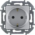 Розетка 2К+З со шторками немецкий стандарт 16 А 250 В~ INSPIRIA алюминий
