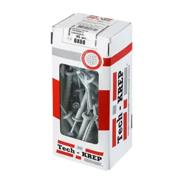 Дюбель-гвоздь 6х60 грибовидный бортик, полипропилен (40шт)