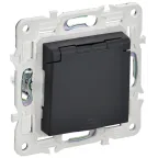 SKANDY Розетка 1-местная с заземлением с защитными шторками и крышкой 16А IP44 SK-R11G графит IEK