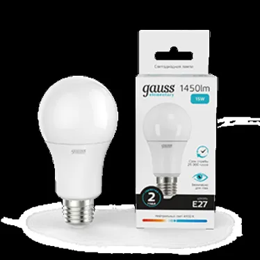 Лампа светодиодная LED 15 Вт 1450 лм 4100К А60 груша нейтральный E27 AC 220В Elementary Gauss