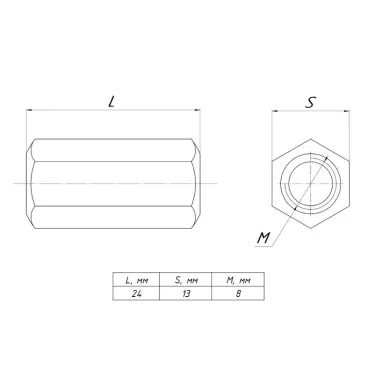 Гайка соединительная М8