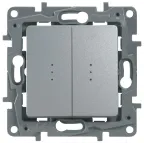 ETIKA Переключатель двухклавишный с подсветкой алюминий автоматические зажимы 10AX