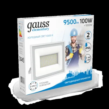 Прожектор светодиодный ДО 100 Вт 9500 лм 6500К AC 220В IP65 234х254х233мм Elementary G2 Gauss