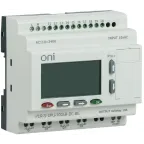 Реле логическое программируемое . Расширяемая версия. Со встроенным экраном. 10 дискретных входов (6 как 0-10В, 4 до 60кГц), 4 релейных выхода. Встроенный RS485. Напряжение питания 24В DC