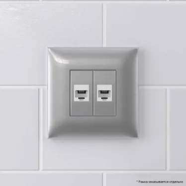 Avanti Телефонная розетка RJ-12 без шторки в стену двойная, Закаленная сталь