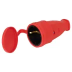 Розетка RX10-R-IP44 каучуковая c заземлением 16А IP44 прямая красная