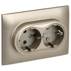 SKANDY Розетка 2-местная с заземлением без защитных шторок 16А в сборе SK-R08Sh шампань IEK