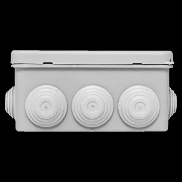 Коробка распределительная КМР-030-014 с крышкой (100х100х50) для прямого монтажа, 10 мембр. вводов серая IP55 розн. стикер EKF