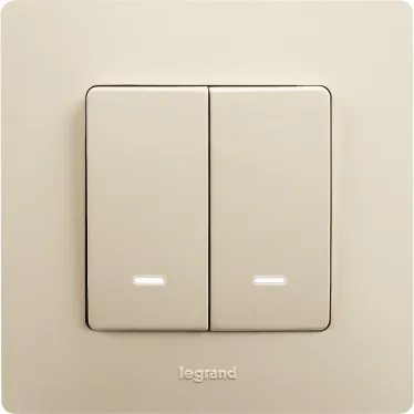 ETIKA Выключатель двухклавишный с подсветкой слоновая кость безвинтовые зажимы 10АХ