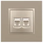 Розетка 2хRJ45, Эра Elegance, шампань, 14-3108-04