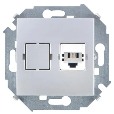 Розетка телефонная RJ11, винтовой зажим, алюминий