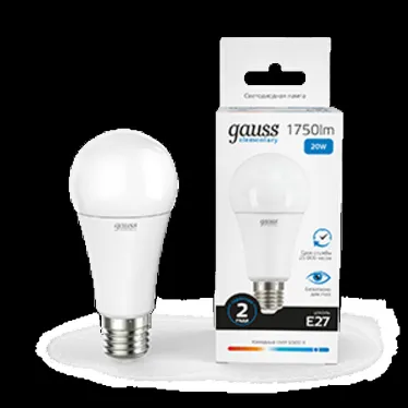 Лампа светодиодная LED 20 Вт 1750 лм 6500К А60 груша холодный E27 AC 220В Elementary Gauss