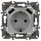 Розетка 2P+E 16A-250В, штор. с 2xUSB 5В-3А, Эра Elegance, алюминий 14-4109-03