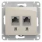 GLOSSA розетка двойная компьютерная RJ45+RJ45 кат.5E механизм молочный