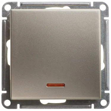 W59 Переключатель одноклавишный с подсв. 10АХ, механизм, шампань