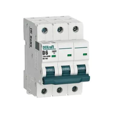 Выключатель автоматический 3P кривая D 6A 10кА ВА-105