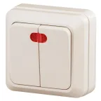 Выключатель двойной с подсветкой, 10А-250В, ОУ, Quadro, сл.кость,2-105-02