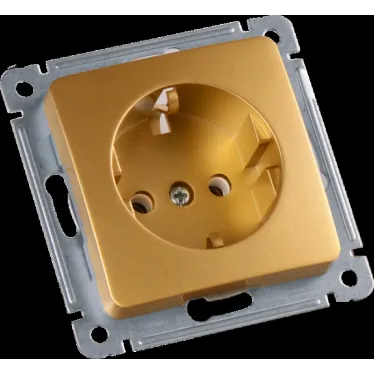 MASTER Розетка одноместная с заземляющим контактом, скрытой установки, в рамку, золото