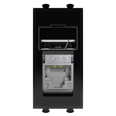Avanti Компьютерная розетка Черный квадрат RJ-45 модульная, кат. 6 экран, 1 мод