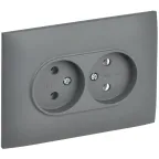 SKANDY Розетка 2-местная без заземления без защитных шторок 10А в сборе SK-R10Gr серый IEK