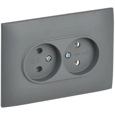 SKANDY Розетка 2-местная без заземления без защитных шторок 10А в сборе SK-R10Gr серый IEK