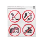 Наклейки запрещающие знаки Набор наклеек 4 шт. мини- d 9 см 200х200 мм, REXANT