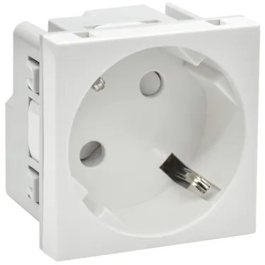 PRIMER РКС-20-30-П-45 Розетка 45град с заземляющим контактом защитной шторкой и винтовым зажимом (2 модуля) белая IEK