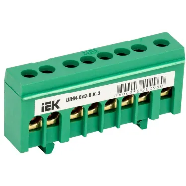 Шина PE земля корпусный изолятор на DIN-рейку ШНИ-6х9-8-К-З