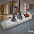 Удлинитель электрический U-3s-3m-2x1 без заземления c выключателем 3 розетки 3м ПВС 2x1мм2 10А