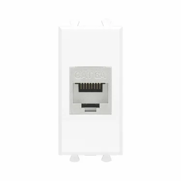 Avanti Компьютерная розетка RJ-45 без шторки модульная кат.6A экранированная Белое облако 1 модуль