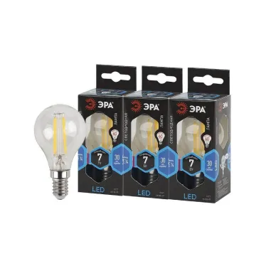 Лампа светодиодная филаментная F-LED P45-7W-840-E14 (филамент, шар, 7Вт, нейтр, E14 (10/100/3000)