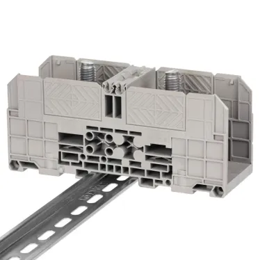 Клемма проходная, болтовой зажим, 2 точки подключения, 185 кв.мм, серая