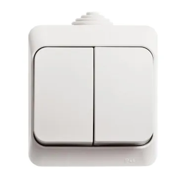 ЭТЮД Выключатель двухклавишный наружный IP44 белый