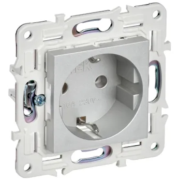SKANDY Розетка с заземлением без защитных шторок 16А SK-R05S серебряный IEK