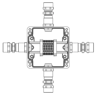 Взрывозащищенная клеммная коробка из полиэстера TBE-P-03-(6xCBC.2)-1xKA2MHK(A)-1xKA2MHK(B)-1xKA2MH(C)-1xKA2MHK(D)1Ex e