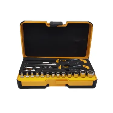 Набор метрических головок с трещоткой и отверткой 1/4'' ERGONIC в кейсе, 19 шт