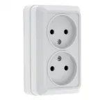 Рим Розетка двойная 10А без заземления белая