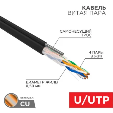Витая пара U/UTP 4PR 24AWG CAT5e OUTDOOR + ТРОС*1