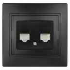 Розетка информационная 2xRJ45, СУ, Plano, антрацит 1-304-05 Intro