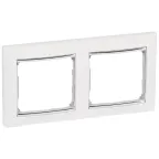 VALENA Рамка 2 поста горизонтальная белая/серебро