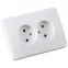 Розетка двойная скрытая со шторками белая