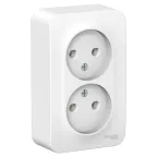 BLANCA розетка наружная двойная без зазем. без штор., монт.пл., 16А, 250В, белый, рос