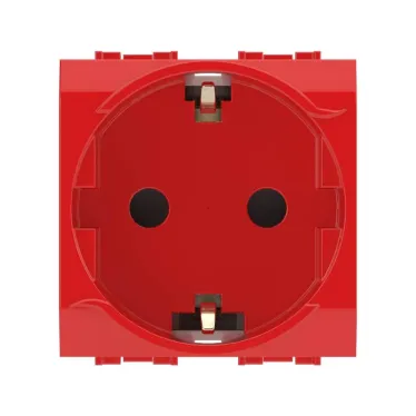 BRAVA Розетка 2 модуля с заземлением со шторками красная (10 шт)