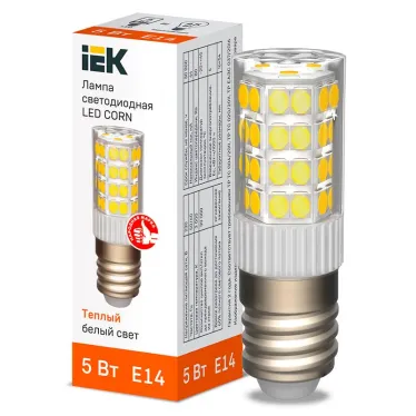 Лампа светодиодная CORN капсула 5Вт 230В 3000К керамика E14 IEK
