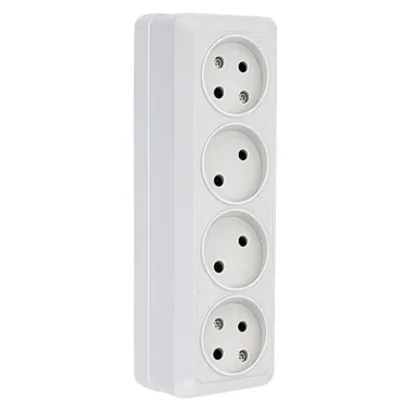 Розетка Рим 4-местная 10А без заземления белая