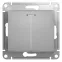 GLOSSA Выключатель двухклавишный с подсветкой в рамку алюминий сх.5а