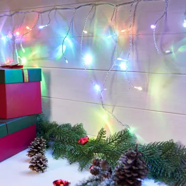 Гирлянда Айсикл (бахрома) светодиодный, 1,8 х 0,5 м, прозрачный провод, 230 В, диоды RGB | 255-009 | NEON-NIGHT